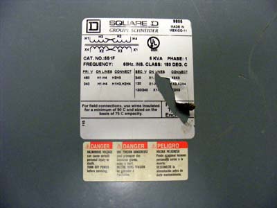 <B>Square D - </B>9805-5S1F 5 kVA  Single Phase Transformer